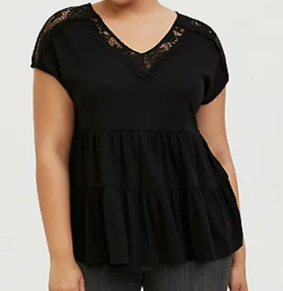 Lace & Knit Babydoll Top by Torrid Size 2
